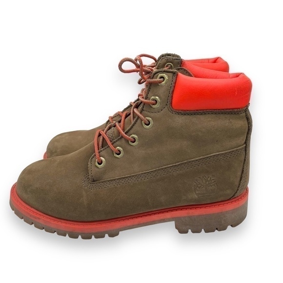 Timberland Junior 6 Inch Premium Waterproof Boots, Brown Nubuck/Salmon, Size 5.5 - Picture 3 of 8